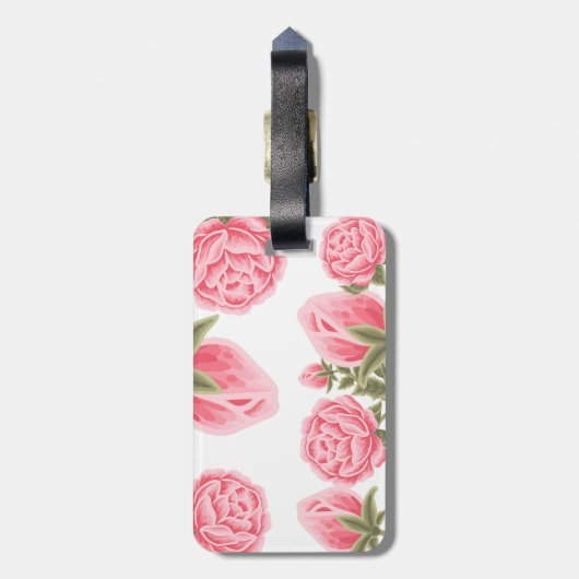 Floral Roos Initiaal Letter Monogram Naam Paar Bagagelabel (Achterkant verticaal)