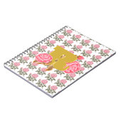 Floral Roos Initiaal Letter Monogram Naam Paar Notitieboek (Linkerzijde)