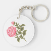 Floral Roos Initiaal Letter Monogram Naam Paar Sleutelhanger (Achterkant)