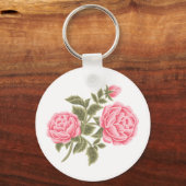 Floral Roos Initiaal Letter Monogram Naam Paar Sleutelhanger (Achterkant)