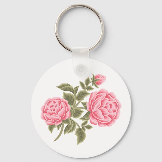 Floral Roos Initiaal Letter Monogram Naam Paar Sleutelhanger (Achterkant)