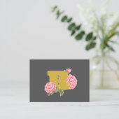 Floral Roos Initiaal Letter Monogram Naam Paar Visitekaartje (Staand voorkant)