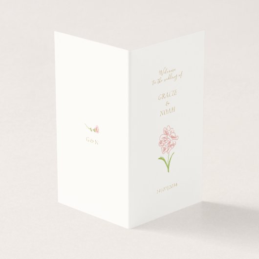 Floral Roos Ivoor Gevouwen Kaart Trouwprogramma (Buitenkant)