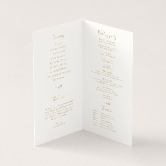 Floral Roos Ivoor Gevouwen Kaart Trouwprogramma (Binnen)