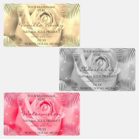 Floral Roos Light Cream Grey Pink Product Labels (Groep)