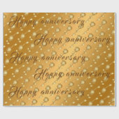 Floral Roos Luxury Happy Gold 50th Jubileum Cadeaupapier (Vlak)