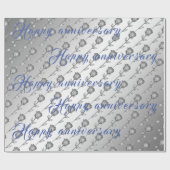 Floral Roos Luxury Happy Silver 25th Jubileum Cadeaupapier (Vlak)