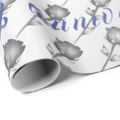 Floral Roos Luxury Happy Silver 25th Jubileum Cadeaupapier (Rol Hoek)