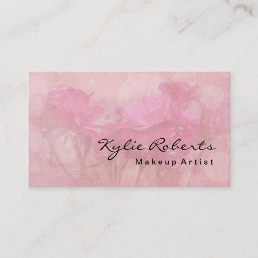  Floral Roos Makeup Artiest Calligrafie Visitekaartje (Voorkant)
