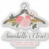 Floral Roos Mode Kleding Hanger Closet Logo Sticker (Voorkant)