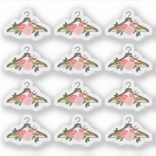 Floral Roos Mode Kleding Hanger Mode Closet Sticker (Voorkant)