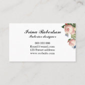 Floral roos modern zwart visitekaartje (Achterkant)