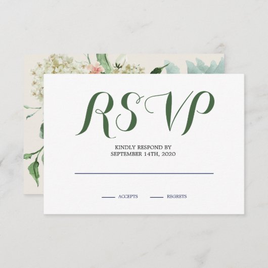Floral Roos Neutraal RSVP (Voorkant / Achterkant)