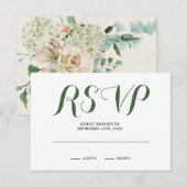Floral Roos Neutraal RSVP Kaartje (Voorkant / Achterkant)