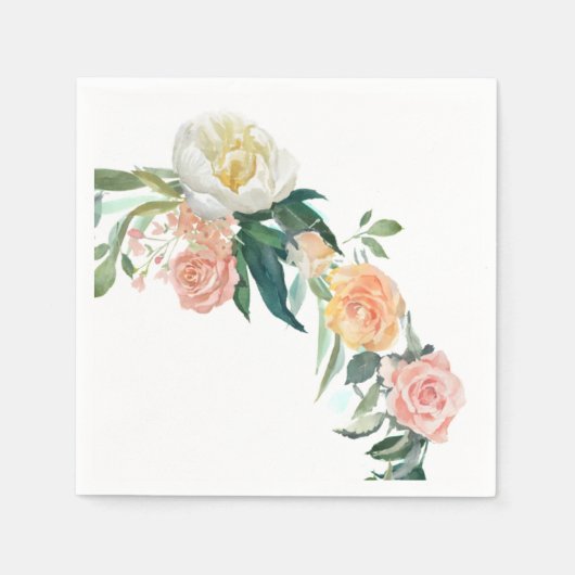 Floral roos Papier servetten (Voorkant)