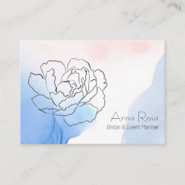 *~* Floral Roos Pastel Blauw & Roze Waterverf Visitekaartje