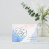 *~* Floral Roos Pastel Blauw & Roze Waterverf Visitekaartje (Staand voorkant)