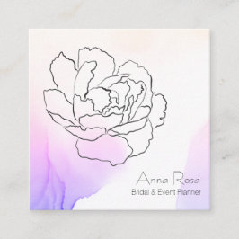 *~* Floral Roos Pastel Roze & Lavendel Waterverf Vierkante Visitekaartje