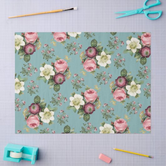  Floral Roos Patroon Tissuepapier (Craft)