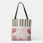 Floral Roos Piano Music Canvas tassen (Achterkant)