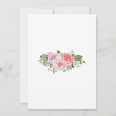 Floral Roos Pink & Green Birthday Party Invitation Kaart (Achterkant)