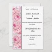 FLORAL ROOS PINK SILVER TRIM WHITWEDING KAART (Voorkant)