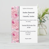FLORAL ROOS PINK SILVER TRIM WHITWEDING KAART (Staand voorkant)