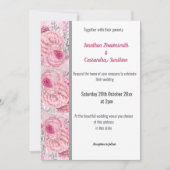 FLORAL ROOS PINK SILVER TRIM WHITWEDING KAART (Voorkant)