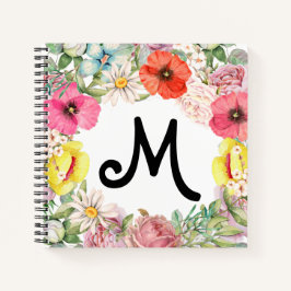 Floral Roos Poppy en Daisy Pink, Coral, Geel Notitieboek