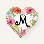 Floral Roos Poppy en Daisy Pink, Coral, Geel Notitieboek (Voorkant)