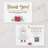 *~* Floral ROOS QR Logo DANK U Review AP8 Informatiekaartje (Voorkant / Achterkant)