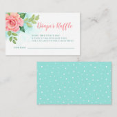 Floral Roos Roze Baby shower Diaper Raffle Informatiekaartje (Voorkant / Achterkant)