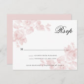  Floral Roos Roze bruiloft RSVP Kaartje (Voorkant / Achterkant)