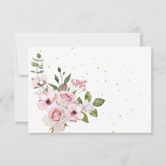 Floral Roos Roze Elegant Wedding RSVP Kaart (Achterkant)