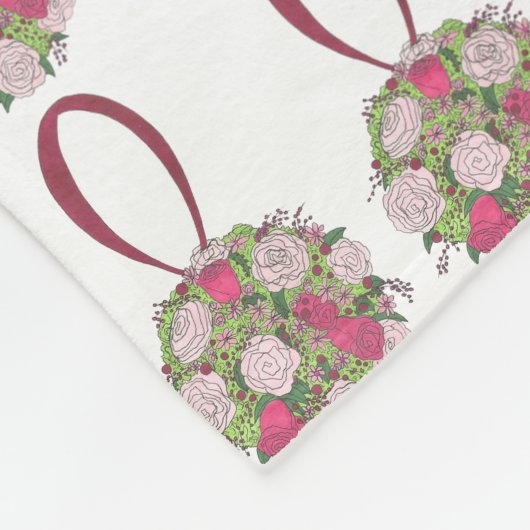 Floral Roos Roze Vloer Bouquet Weddenschap Fleece Deken (Hoek)