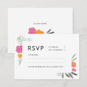 Floral Roos RSVP nodigt uit Informatiekaartje (Voorkant / Achterkant)