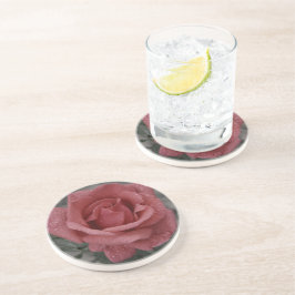 Floral Roos Sandstone Onderzetter - Stijlvol & Duu