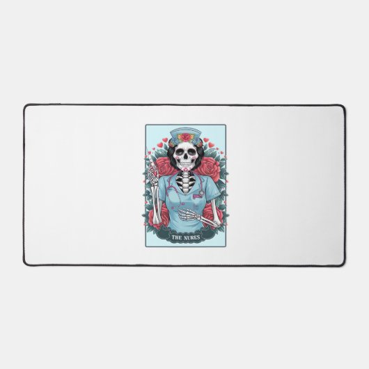Floral Roos Skeleton Nurse Tarot Kaart Halloween E Bureaumat (Voorkant)