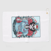 Floral Roos Skeleton Nurse Tarot Kaart Halloween E Golfhanddoek (Horizontaal)