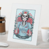 Floral Roos Skeleton Nurse Tarot Kaart Halloween E Reclamebord Met Voetstuk (Insitu)