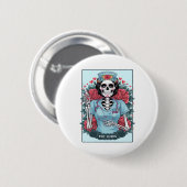 Floral Roos Skeleton Nurse Tarot Kaart Halloween E Ronde Button 5,7 Cm (Voorkant /achterkant)
