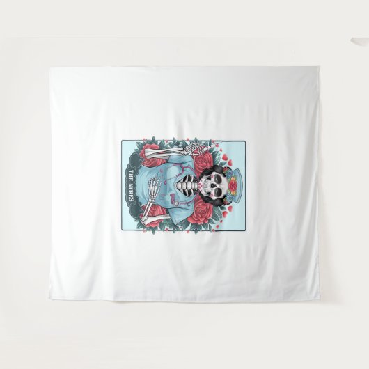 Floral Roos Skeleton Nurse Tarot Kaart Halloween E Wandkleed (Voorkant (horizontaal))