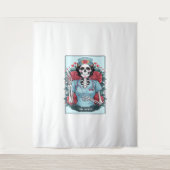 Floral Roos Skeleton Nurse Tarot Kaart Halloween E Wandkleed (Voorkant)