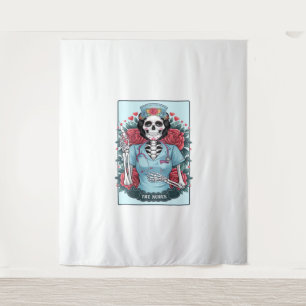 Floral Roos Skeleton Nurse Tarot Kaart Halloween E Wandkleed