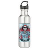 Floral Roos Skeleton Nurse Tarot Kaart Halloween E Waterfles (Voorkant)