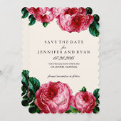 Floral Roos sparen de Datum Save The Date (Voorkant / Achterkant)