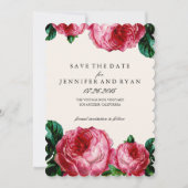 Floral Roos sparen de Datum Save The Date (Voorkant)