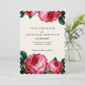 Floral Roos sparen de Datum Save The Date (Staand voorkant)