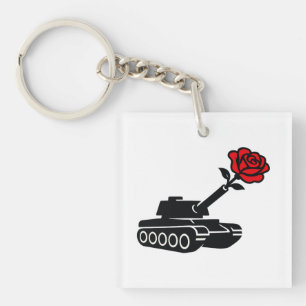Floral Roos Tank Anti War Pacifism Sleutelhanger