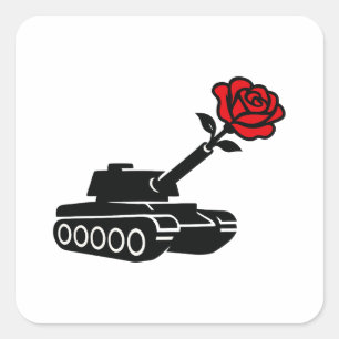 Floral Roos Tank Anti War Pacifism Vierkante Sticker